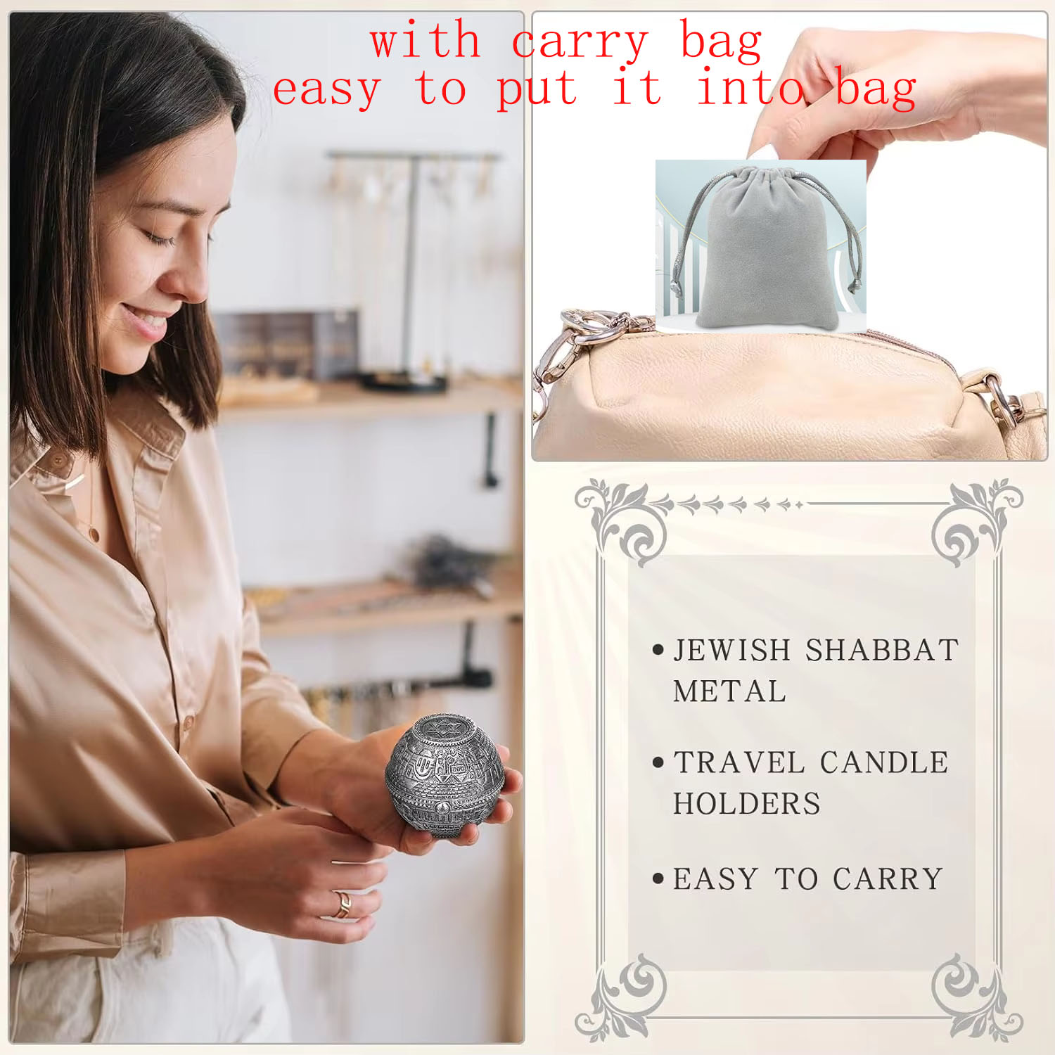 Jewish Shabbat Metal Travel Ca - Candle Zero review and price